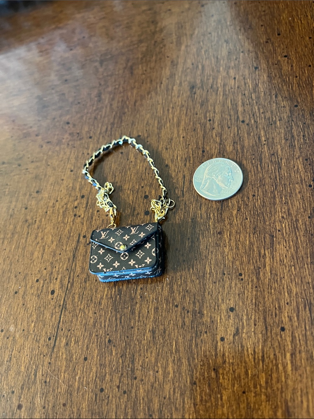 Luxury Mini Monogram Satchel Charm - Brown